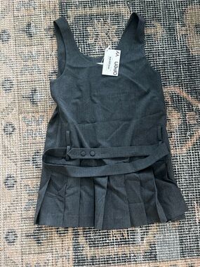 Open Edition Black Pleated Tank Top with Waist Tie (Size M, Korean sizing)